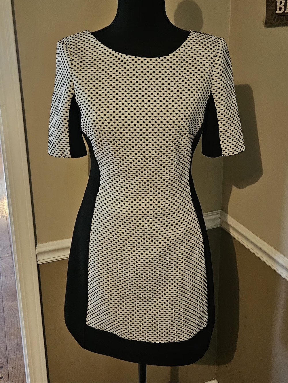 BCBG Paris "Sophia" Polka Dot Short Sleeve Mini Dress Size 4